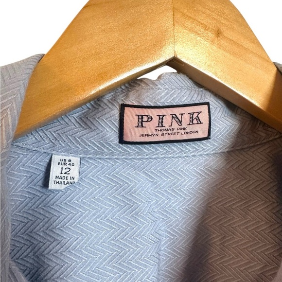 Thomas Pink | Women’s Classy Blue Chevron Button Down | Size 12 / Large | Office - Picture 2 of 6